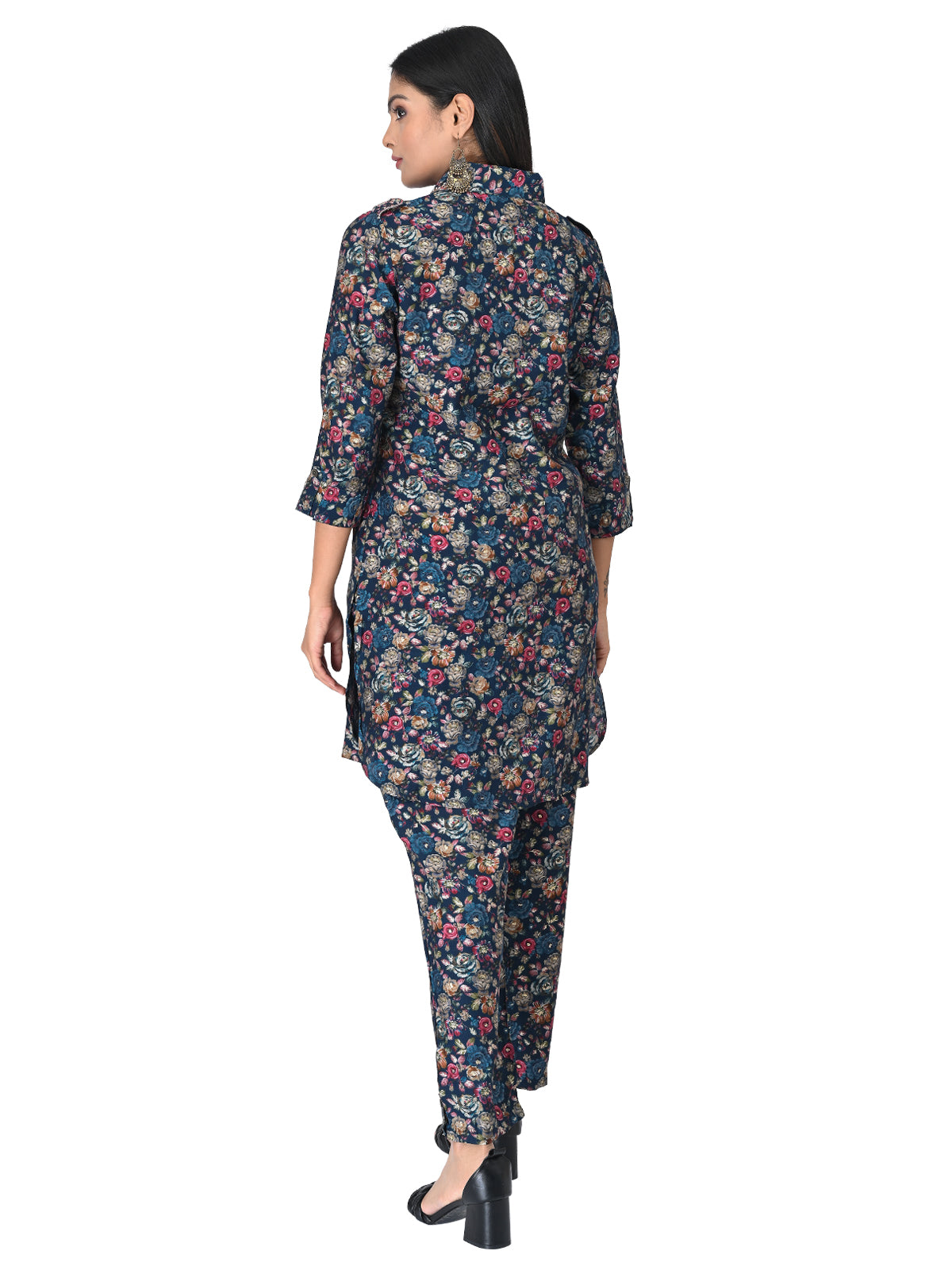 Elegant Navy Blue Floral Co-ord Set