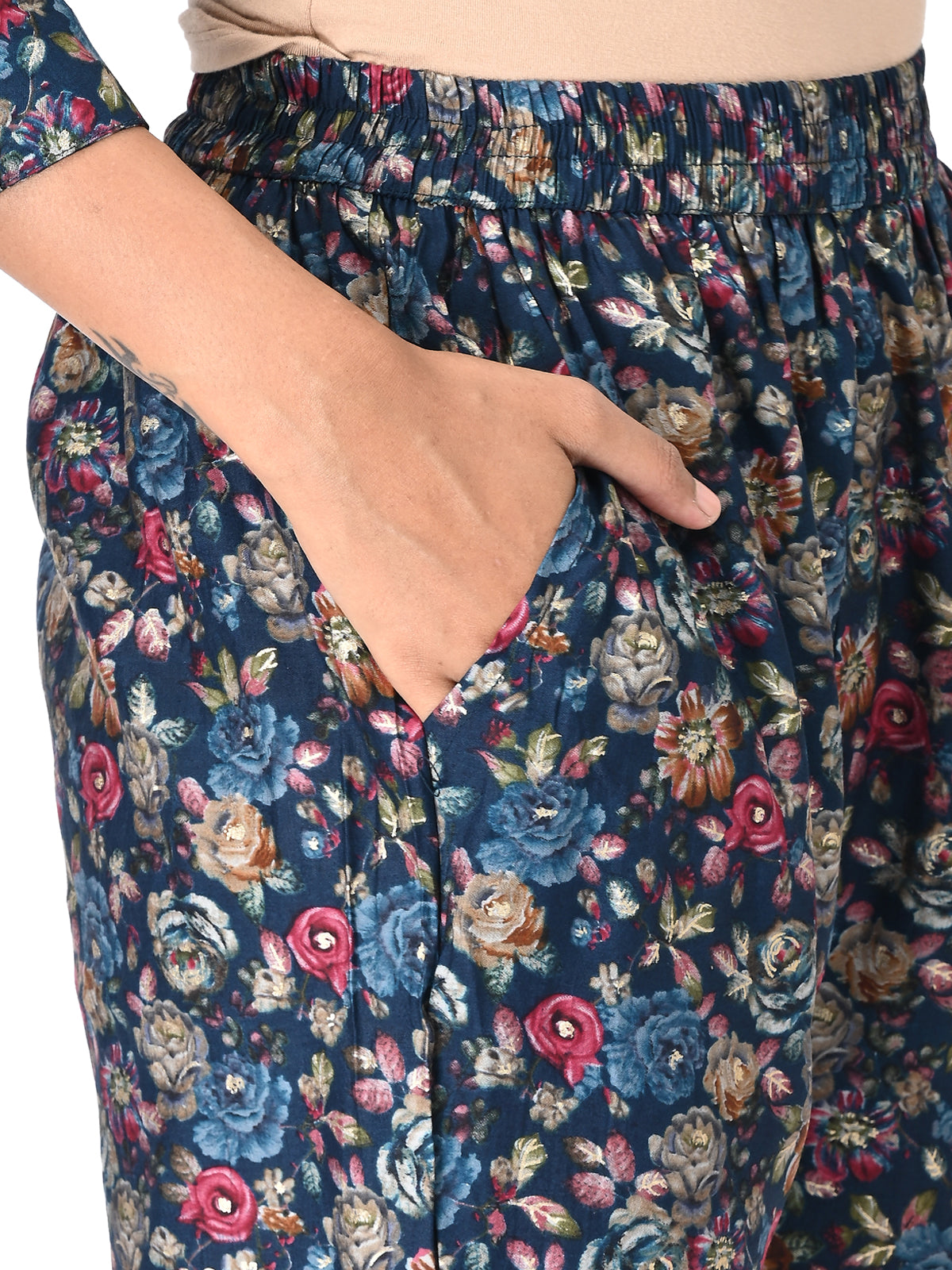 Elegant Navy Blue Floral Co-ord Set