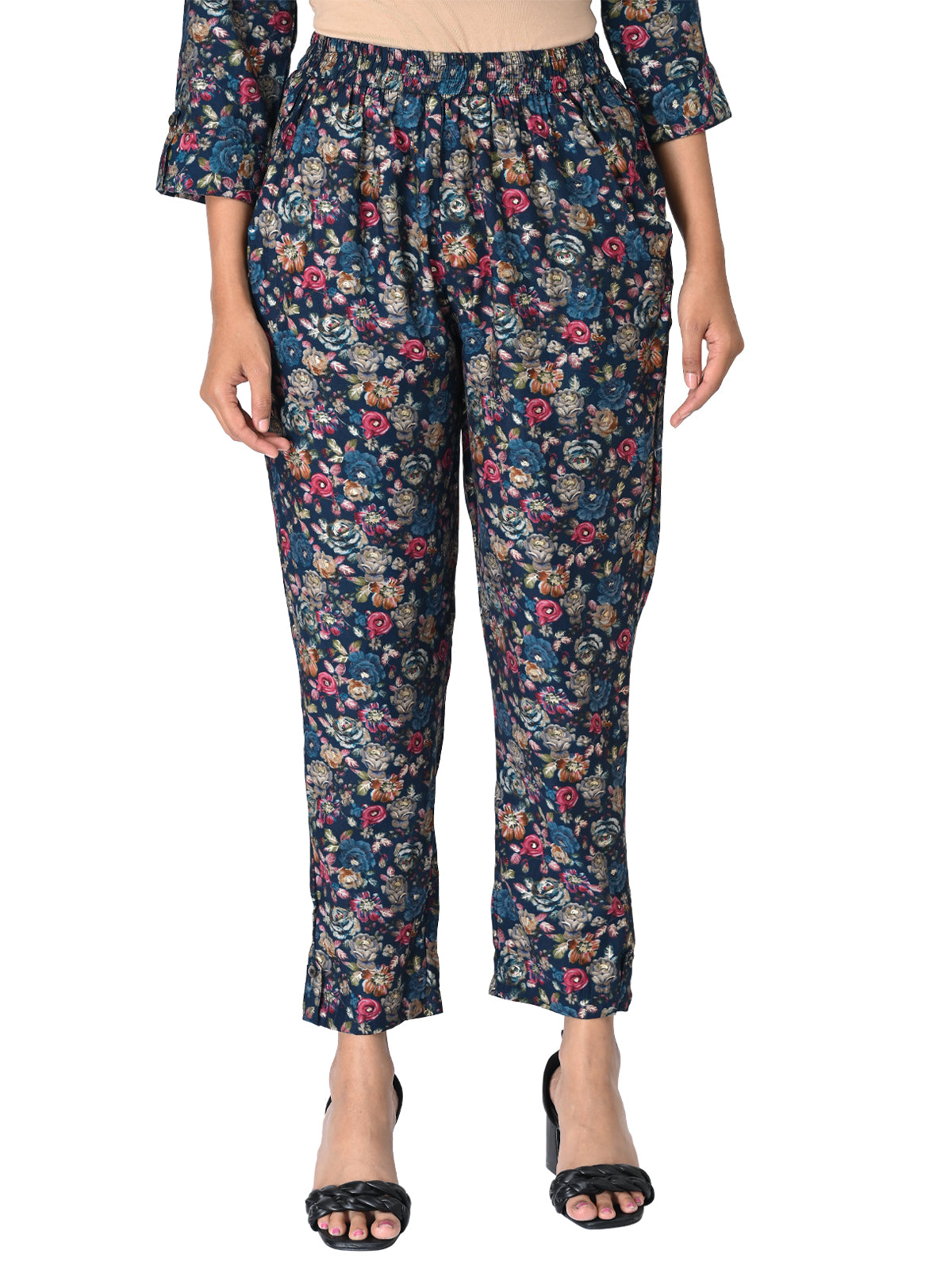 Elegant Navy Blue Floral Co-ord Set