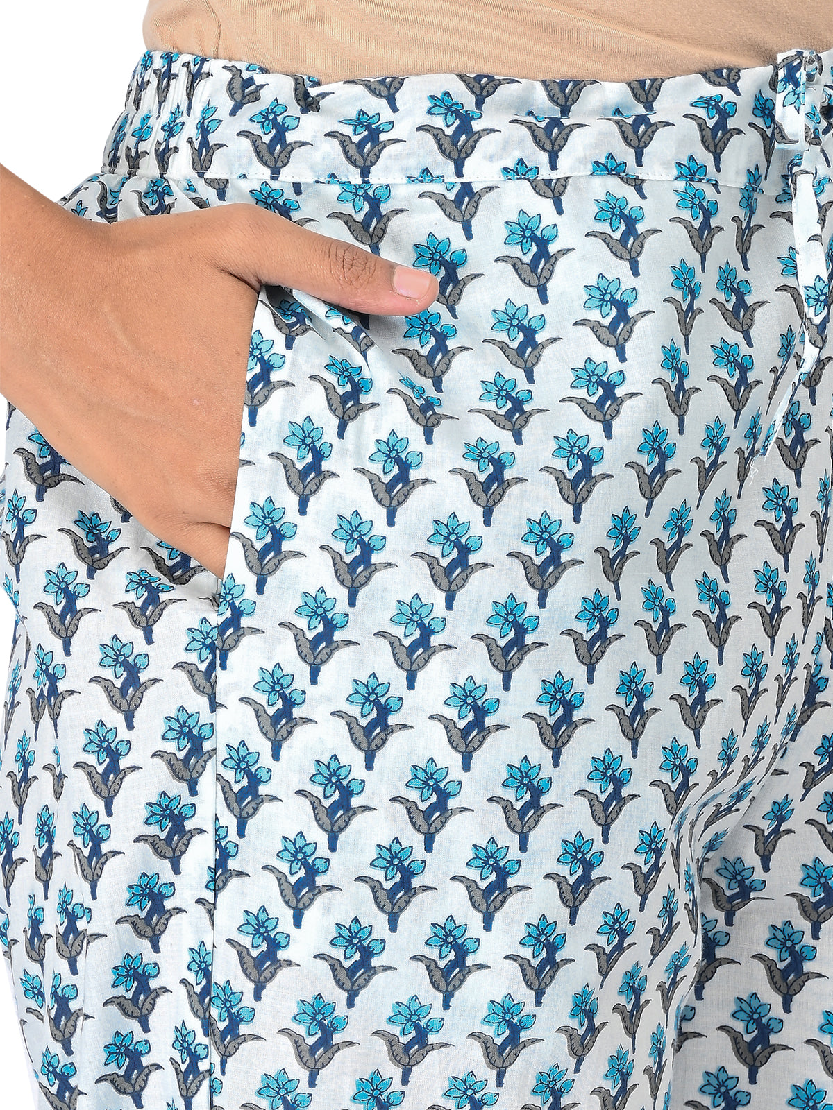 Blue Floral Printed Kurta Set with Dupatta