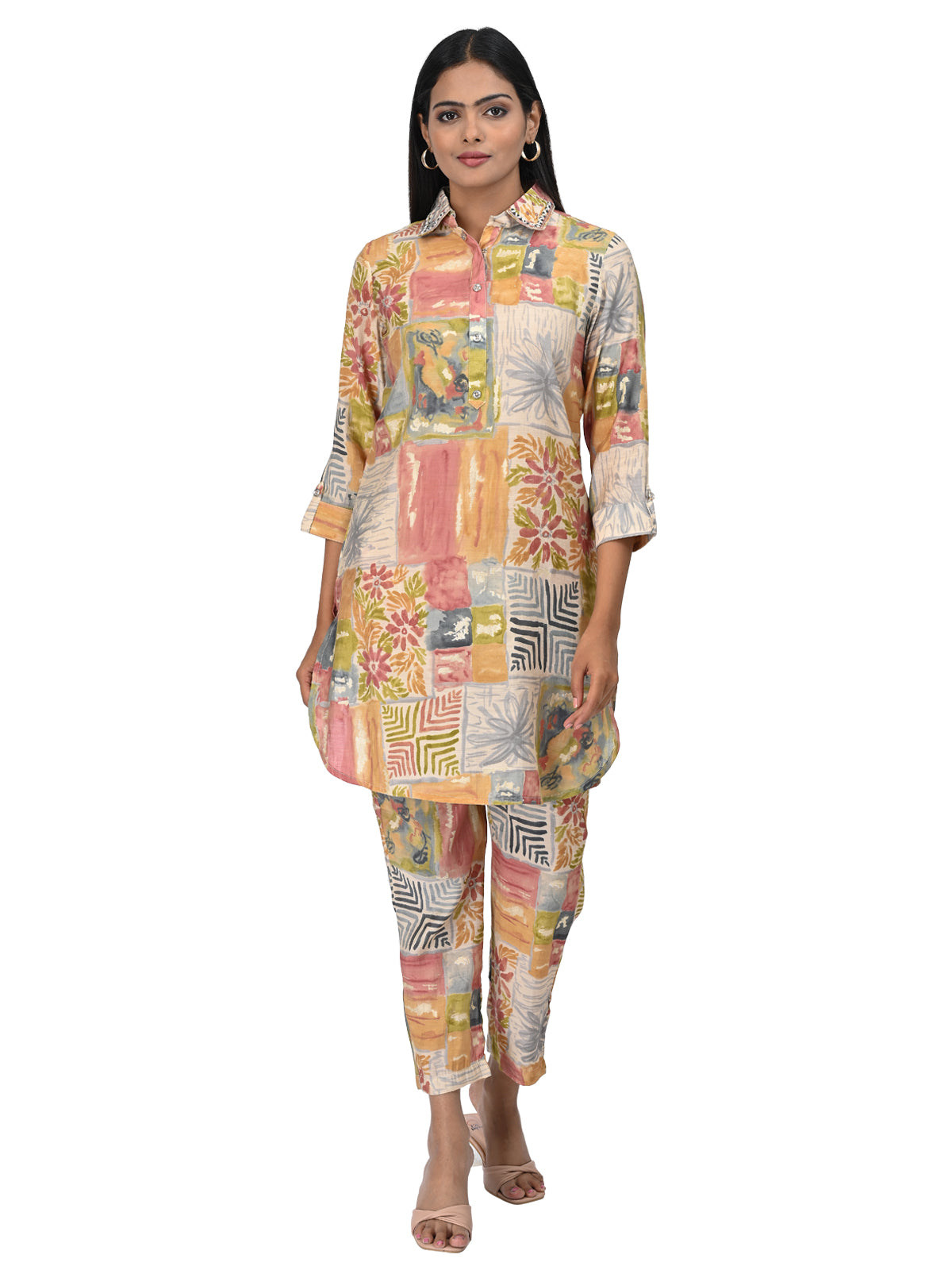 Mustard Yellow Abstract Printed Co-ord Set