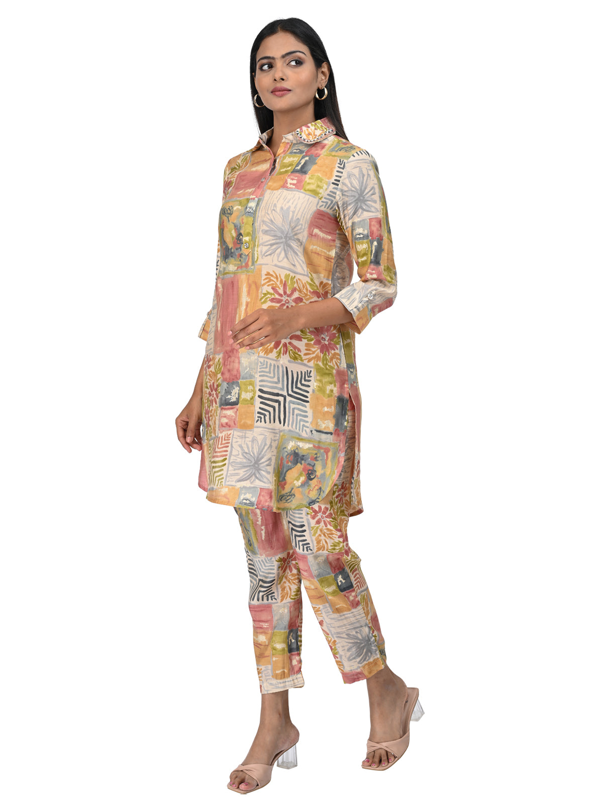 Mustard Yellow Abstract Printed Co-ord Set
