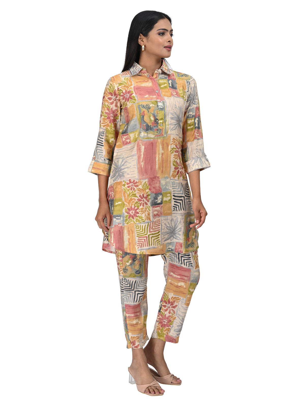 Mustard Yellow Abstract Printed Co-ord Set