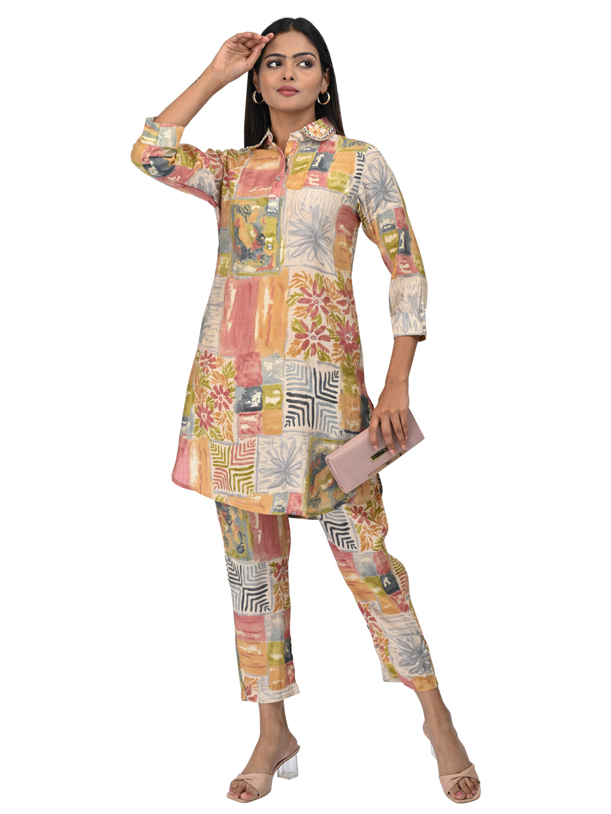Mustard Yellow Abstract Printed Co-ord Set