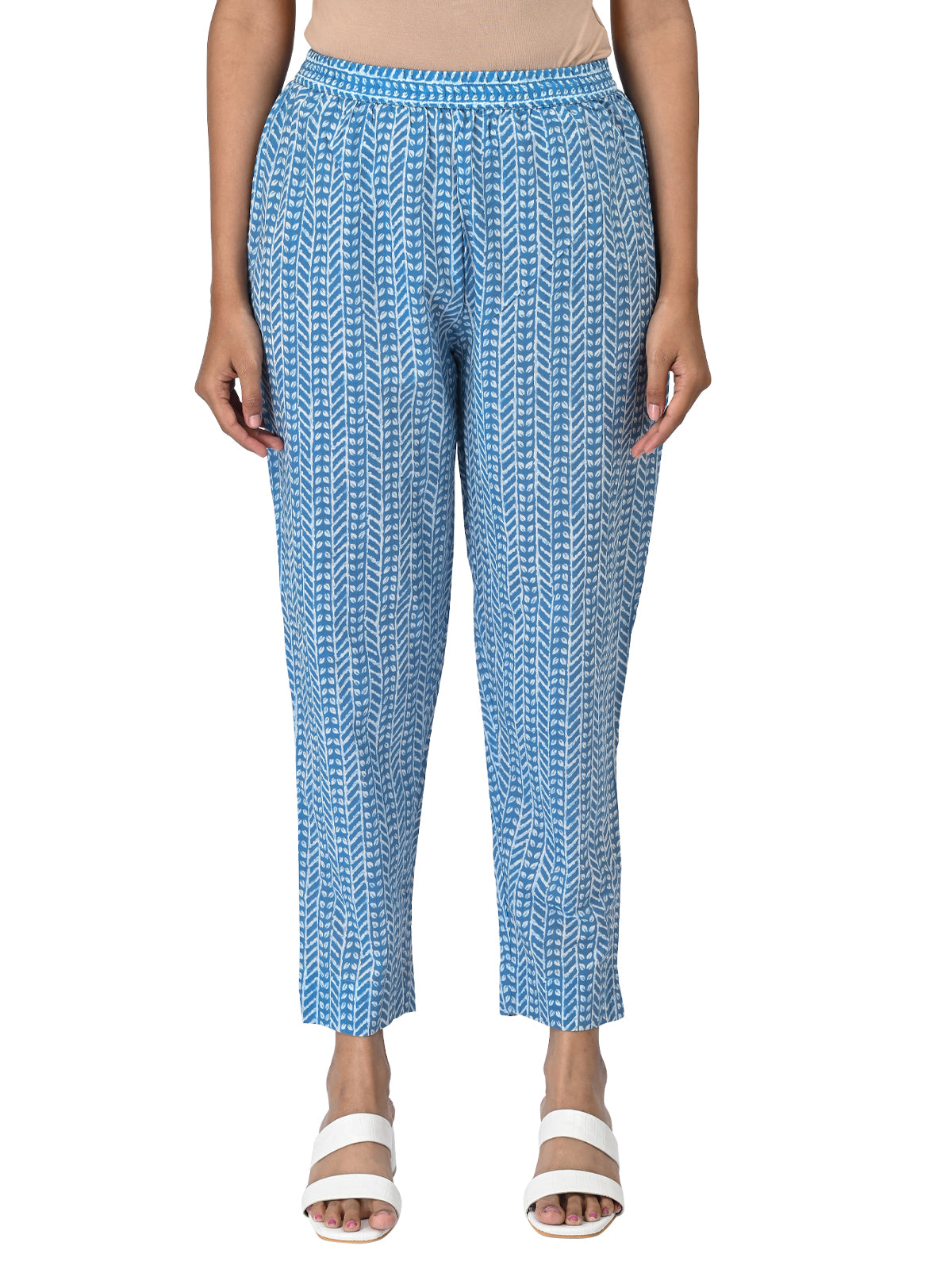 Sky Blue Printed Cotton Kurta Set with Dupatta