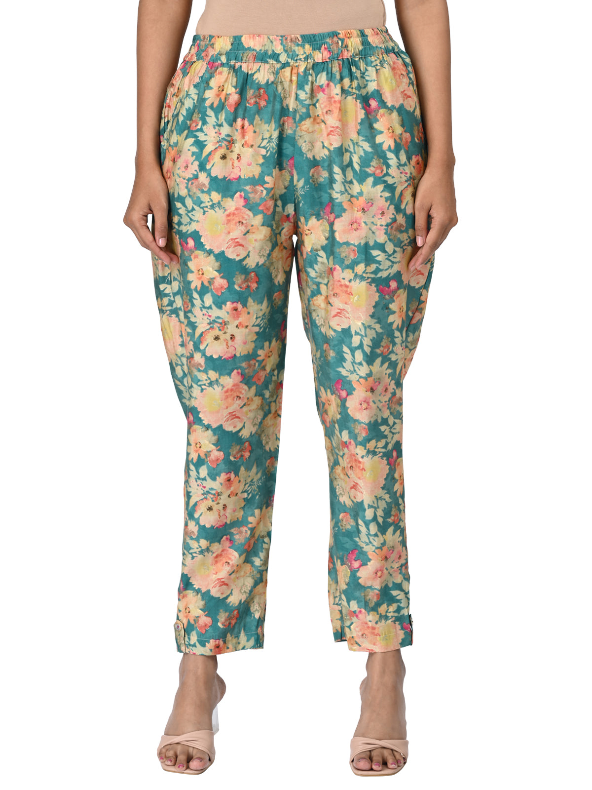 Teal Green Floral Printed Co-ord Set