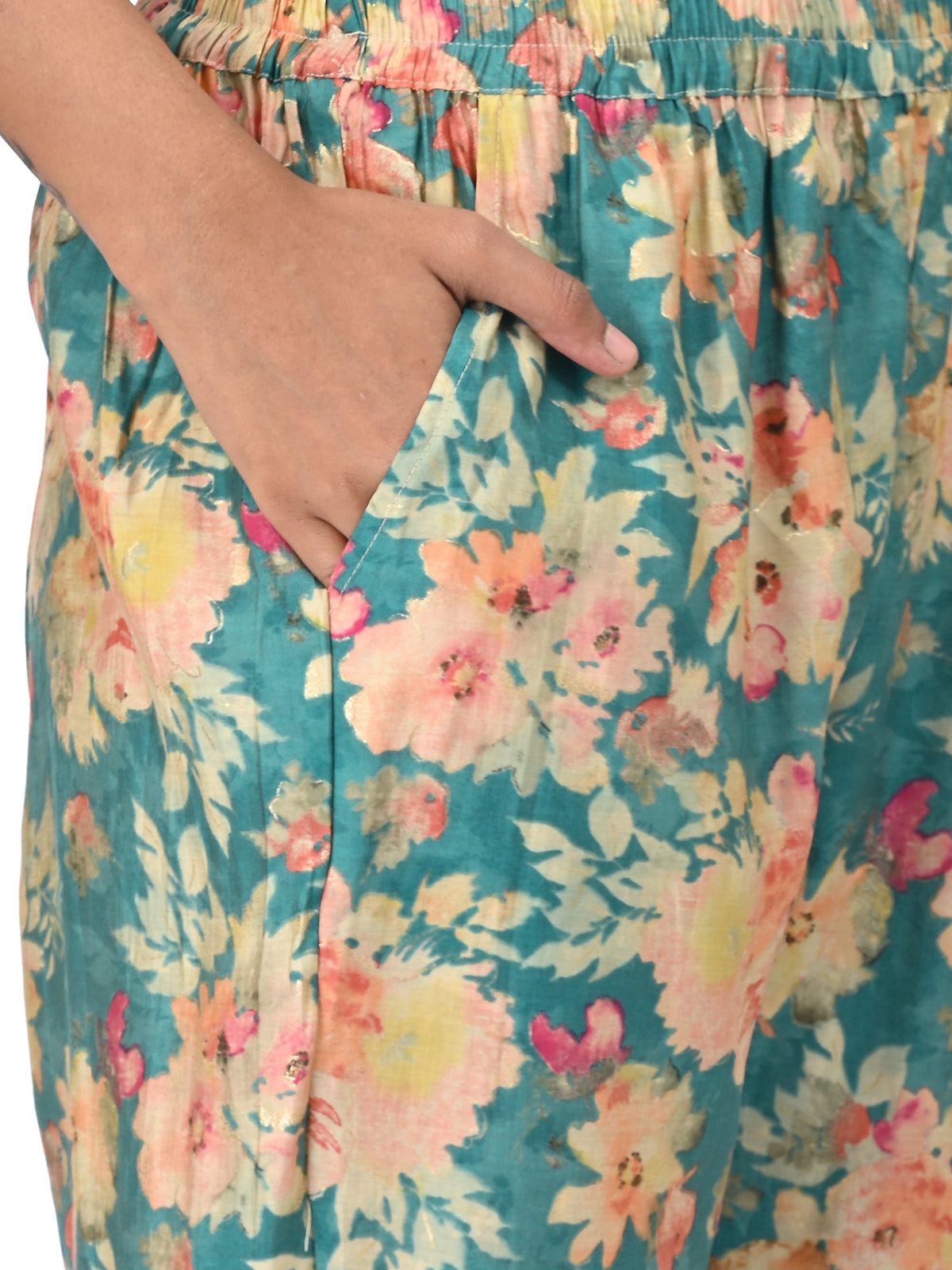 Teal Green Floral Printed Co-ord Set