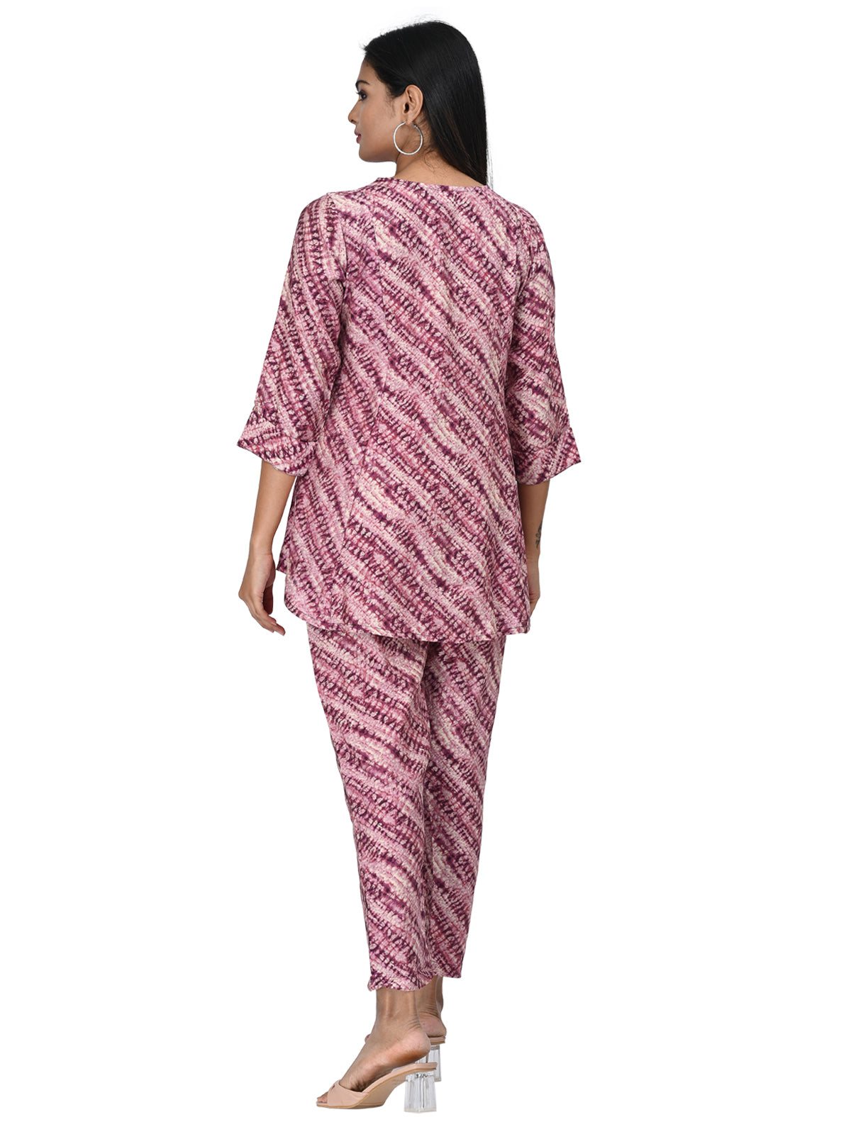 Pink Abstract Printed Peplum Co-ord Set