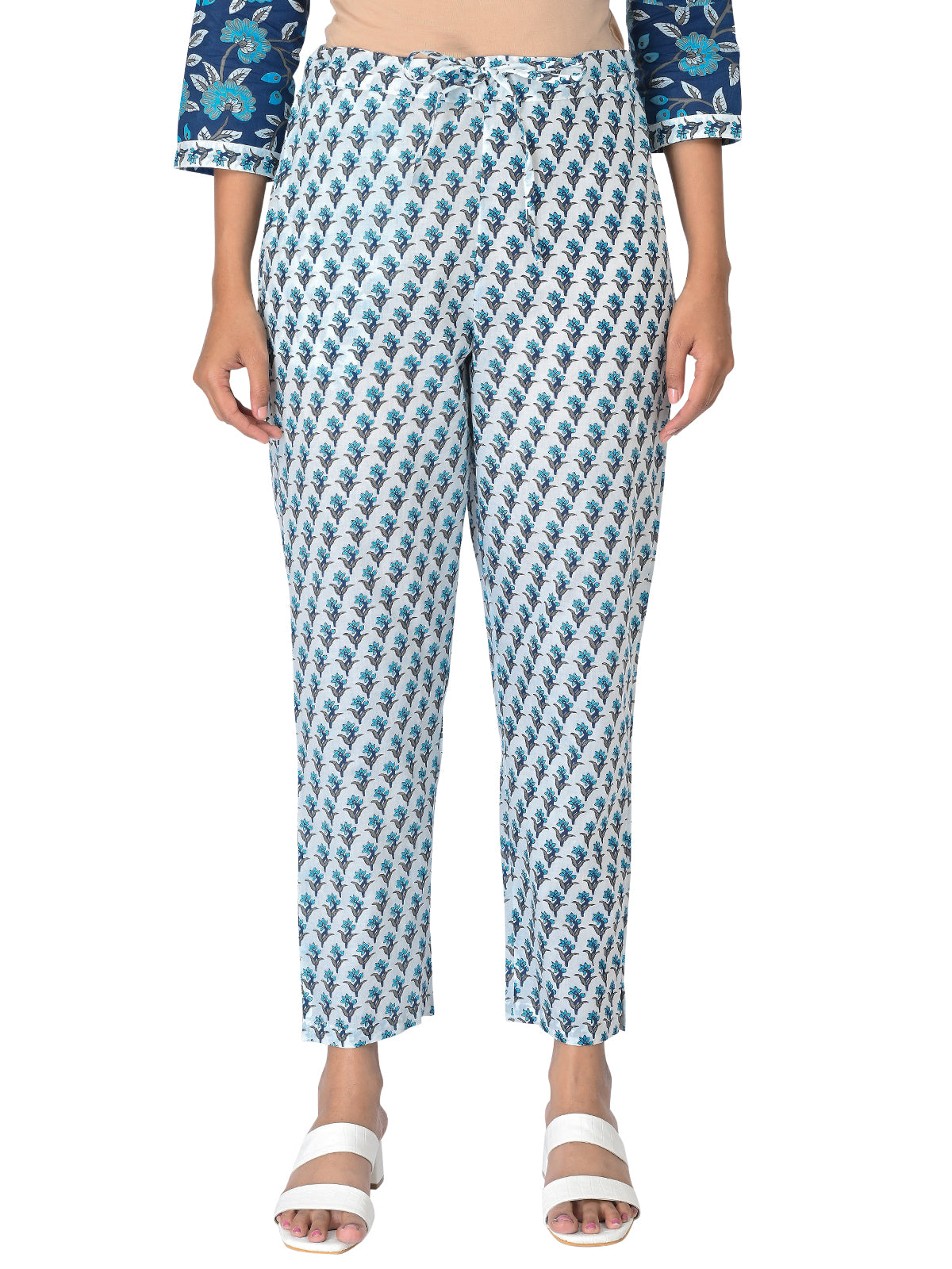 Blue Floral Printed Kurta Set with Dupatta