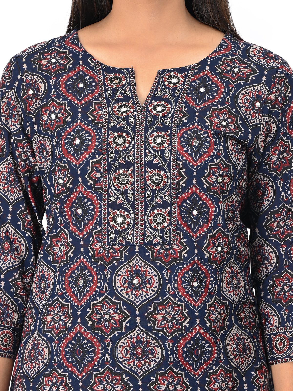Elegant Navy Blue Printed Kurta Set with Dupatta