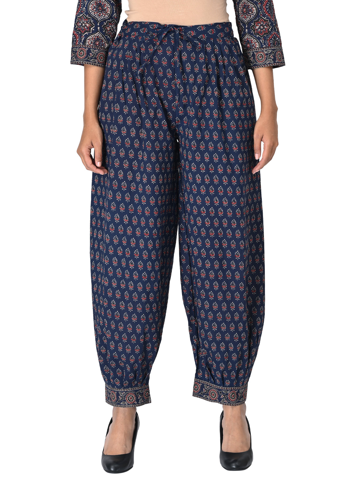 Elegant Navy Blue Printed Kurta Set with Dupatta