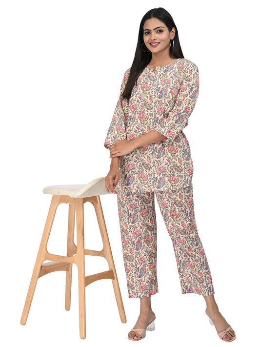 Off-White Floral Printed Co-ord Set